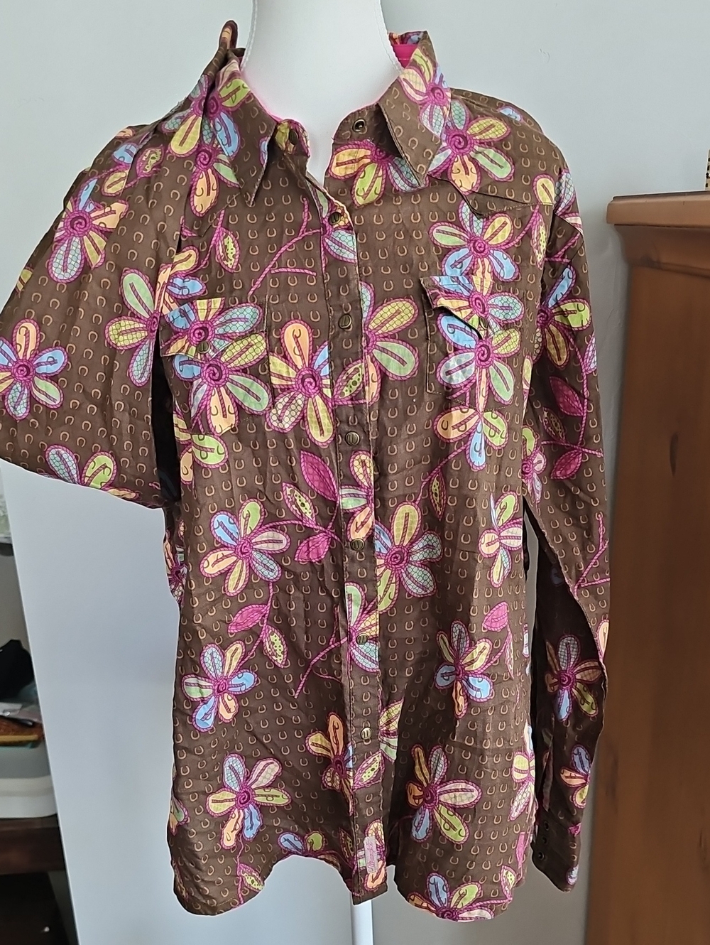 Wrangler Brown Floral Print Button-Down Shirt